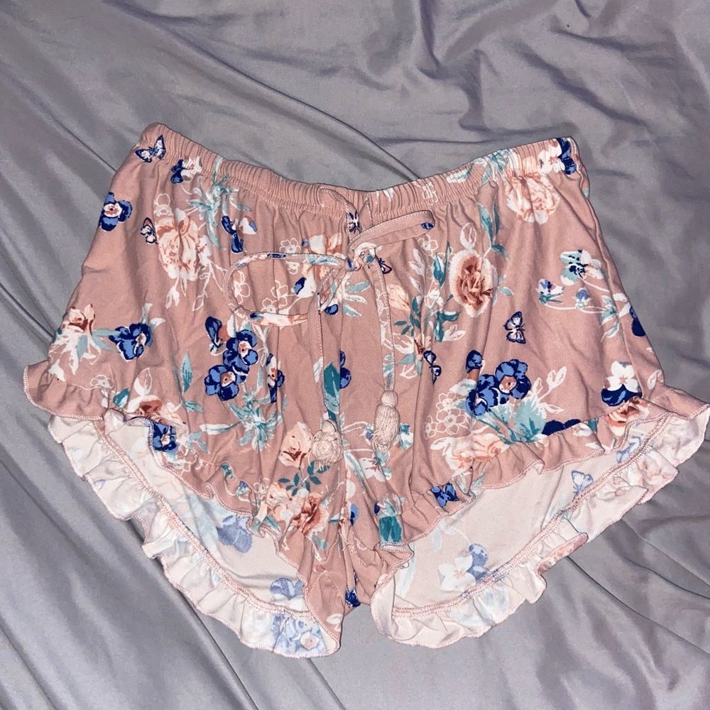 cute and soft pink floral shorts, size medium